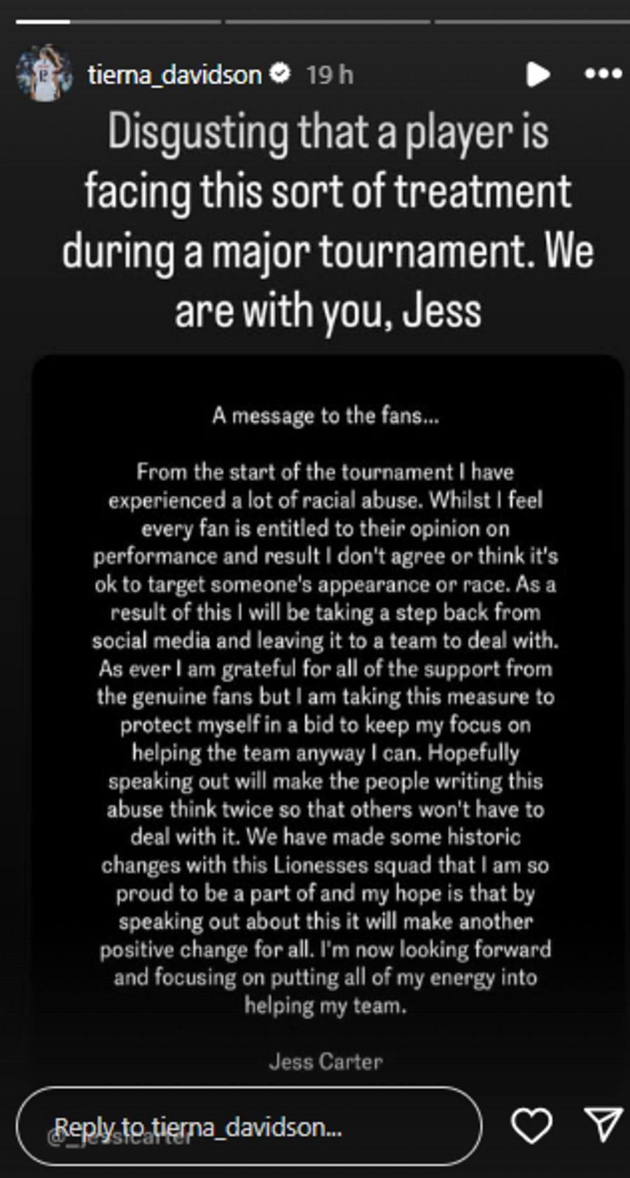 Screenshot of Tierna Davidson's Instagram/@tierna_davidson